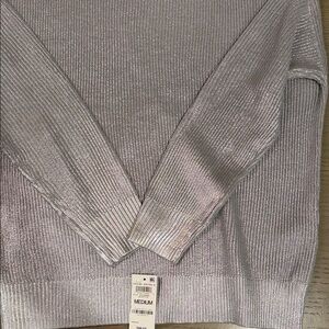 INC International Concepts Shiny Silver Knit Top